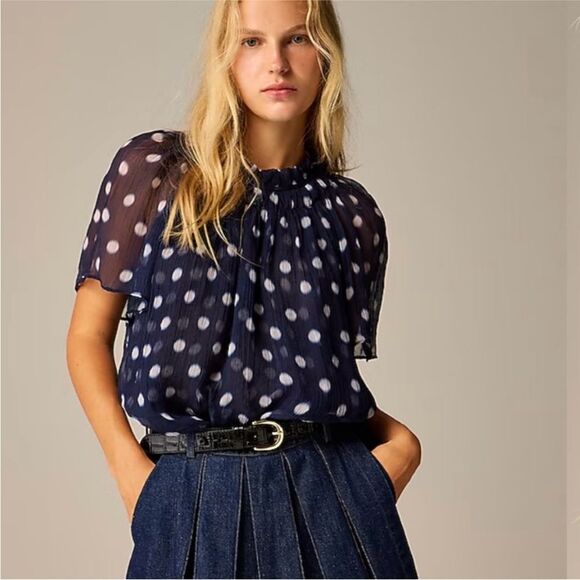 NWT J. Crew Dark Evening Ombre Crinkle Chiffon Smocked Top Size XS - Picture 1 of 12